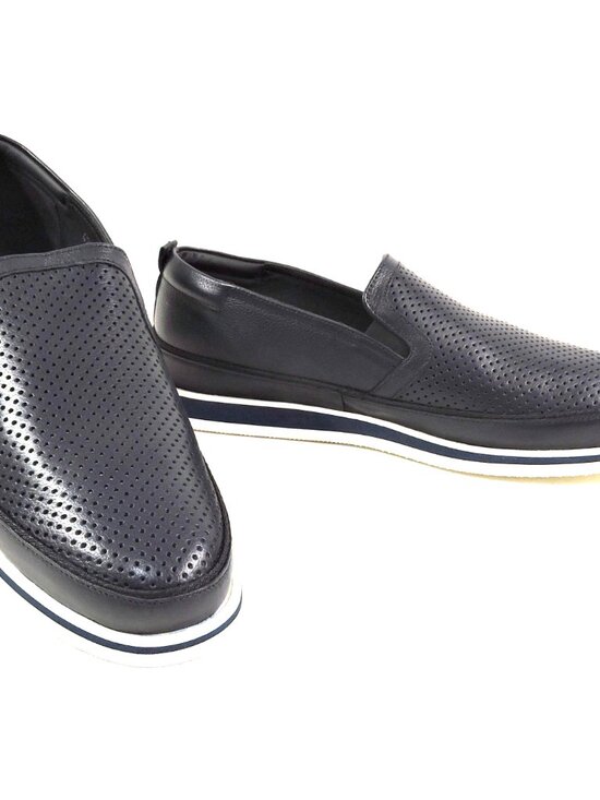 CASADEI ?? MEN\'S NAVY BLUE SOFT LEATHER COMFORT SUMMER FLAT LOAFERS main image 5
